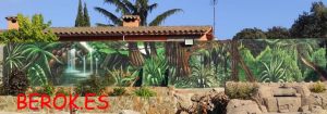 pintura mural selva paisaje vegetacion patio